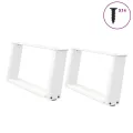 Pieds de table basse forme de U 2 pcs blanc 70x(30-31) cm acier