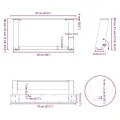 Pieds de table basse forme de U 2 pcs blanc 70x(30-31) cm acier