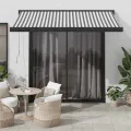 Auvent rétractable anthracite et blanc 3,5x2,5m tissu/aluminium