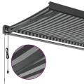 Auvent rétractable anthracite et blanc 3,5x2,5m tissu/aluminium