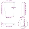 Pieds de table à manger forme de V 2 pcs noir 60x(72-73,3) cm