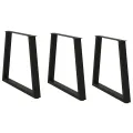 Pieds de table à manger forme de V 3 pcs noir 70x(72-73,3) cm