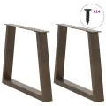 Pieds de table à manger en forme de V 2 pcs acier naturel acier