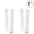 Pieds de table à manger forme de V 2 pcs blanc 28x(42-43,3) cm