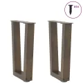 Pieds de table à manger en forme de V 2 pcs acier naturel acier