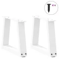 Pieds de table à manger forme V 2pcs blanc 40x(30-31,3)cm acier