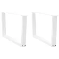 Pieds de table à manger forme V 2pcs blanc 70x(42-43,3)cm acier