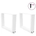 Pieds de table à manger forme V 2pcs blanc 50x(30-31,3)cm acier