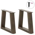 Pieds de table à manger forme V 2 pcs acier naturel acier