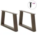 Pieds de table à manger forme V 2 pcs acier naturel acier