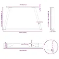 Pieds de table à manger forme V 2 pcs noir 60x(42-43,3)cm acier