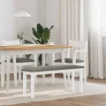 Banc 110 cm blanc bois massif caoutchouc