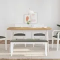Banc 110 cm blanc bois massif caoutchouc