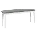 Banc 110 cm blanc bois massif caoutchouc