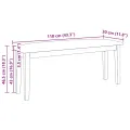Banc 110 cm blanc bois massif caoutchouc