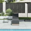 Chaise longue pliante coussin et rangement gris clair polyrotin