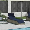 Chaise longue pliante coussin et rangement gris résine tressée