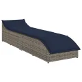 Chaise longue pliante coussin et rangement gris résine tressée