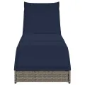 Chaise longue pliante coussin et rangement gris résine tressée