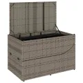 Chaise longue pliante coussin et rangement gris résine tressée