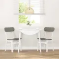 Chaises à manger coussins 2 pcs blanc bois massif caoutchouc