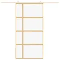 Porte coulissante doré 102,5x205cm verre ESG clair et aluminium