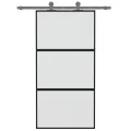 Porte coulissante noir 102,5x205 cm verre trempé aluminium