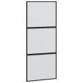 Porte coulissante noir 90x205 cm verre trempé aluminium