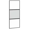 Porte coulissante noir 90x205 cm verre trempé aluminium