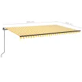 Auvent manuel rétractable avec LED 500x300 cm Jaune et blanc