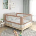 Barrière de sécurité de lit d'enfant Taupe 160x25 cm Tissu