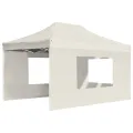 Tente de réception pliable avec parois Aluminium 4,5x3 m Crème