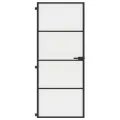 Porte intérieure mince noir 83x201,5 cm verre trempé aluminium
