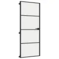 Porte intérieure mince noir 83x201,5 cm verre trempé aluminium