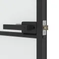 Porte intérieure mince noir 83x201,5 cm verre trempé aluminium