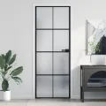 Porte intérieure mince noir 76x201,5 cm verre trempé aluminium