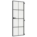 Porte intérieure mince noir 76x201,5 cm verre trempé aluminium