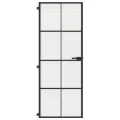 Porte intérieure mince noir 76x201,5 cm verre trempé aluminium