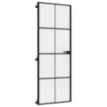 Porte intérieure mince noir 76x201,5 cm verre trempé aluminium