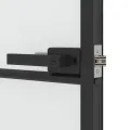 Porte intérieure mince noir 76x201,5 cm verre trempé aluminium