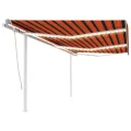 Auvent manuel rétractable avec LED 6x3 m Orange et marron