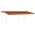 Auvent manuel rétractable avec LED 6x3 m Orange et marron