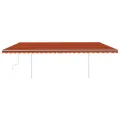 Auvent manuel rétractable avec LED 6x3 m Orange et marron