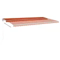 Auvent manuel rétractable avec LED 6x3 m Orange et marron