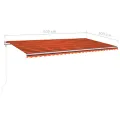 Auvent manuel rétractable avec LED 6x3 m Orange et marron
