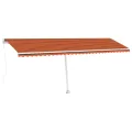 Auvent manuel rétractable avec LED 600x300 cm Orange et marron