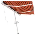 Auvent manuel rétractable avec LED 600x300 cm Orange et marron