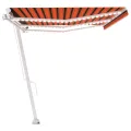 Auvent manuel rétractable avec LED 600x300 cm Orange et marron