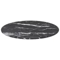 Dessus de table noir Ø40x0,8cm verre trempé avec design marbre