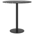 Dessus de table noir Ø40x0,8cm verre trempé avec design marbre
